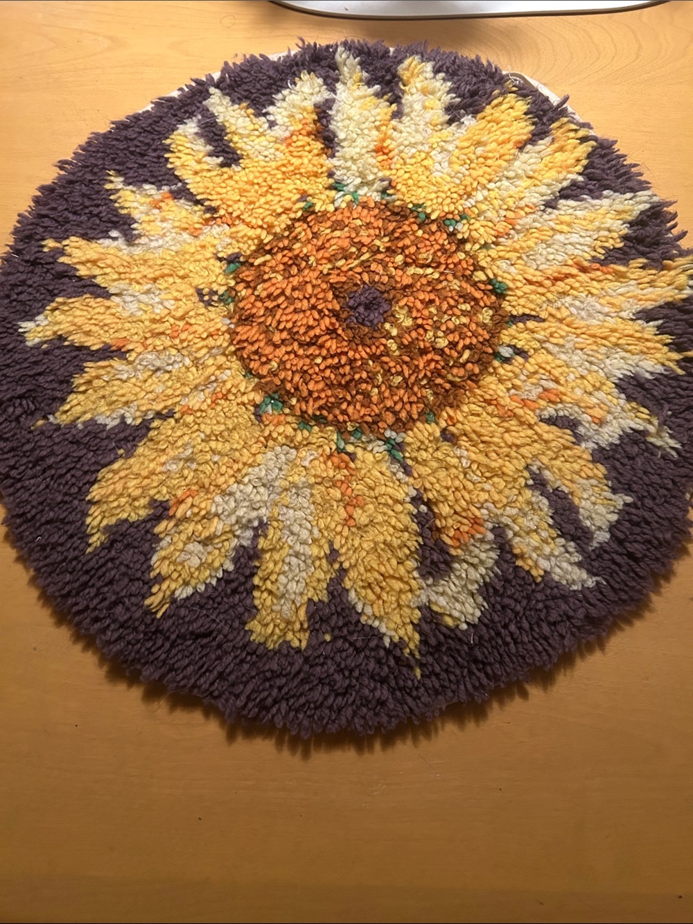 Handmade Sunflower Round Wall Hanging - Yellow and Brown